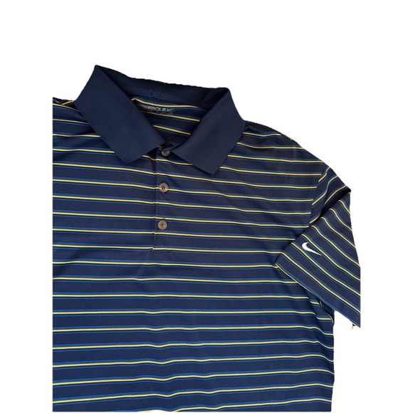 Nike Other - Nike Golf Standard Fit Mens Size XL Polo Shirt Navy Blue Stripes Fit Dry